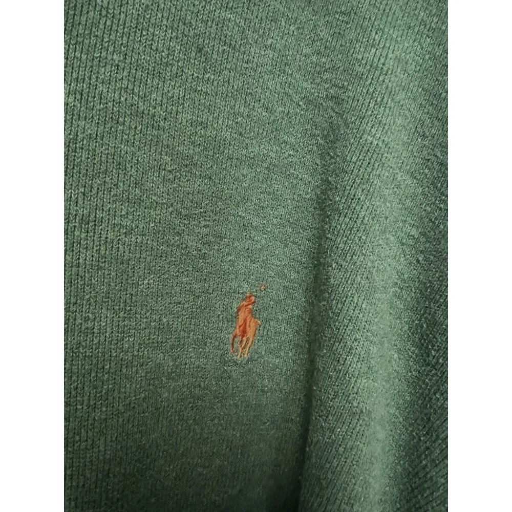 Polo Ralph Lauren Mens Fleece Sweater 2XL  Green Solid‎ 1/4 Zip Pony Logo